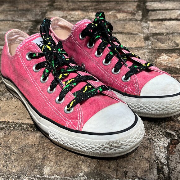 Converse Chuck Taylor All Star Pink Low Top Canvas Sneakers Mens 6 Womens 8 - Picture 2 of 11